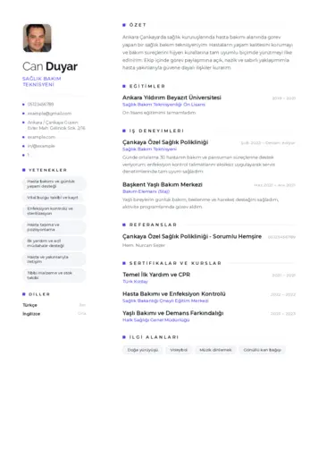 Hasta Bakıcı Cv Örnekleri cv indir